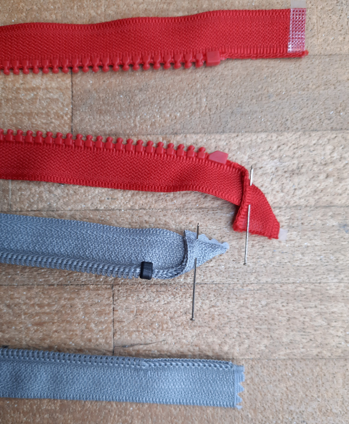 Shorten separating zippers top-end